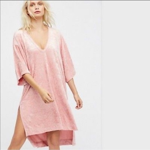 Free People Dresses & Skirts - free people velvet oversized tunic dress pink xs